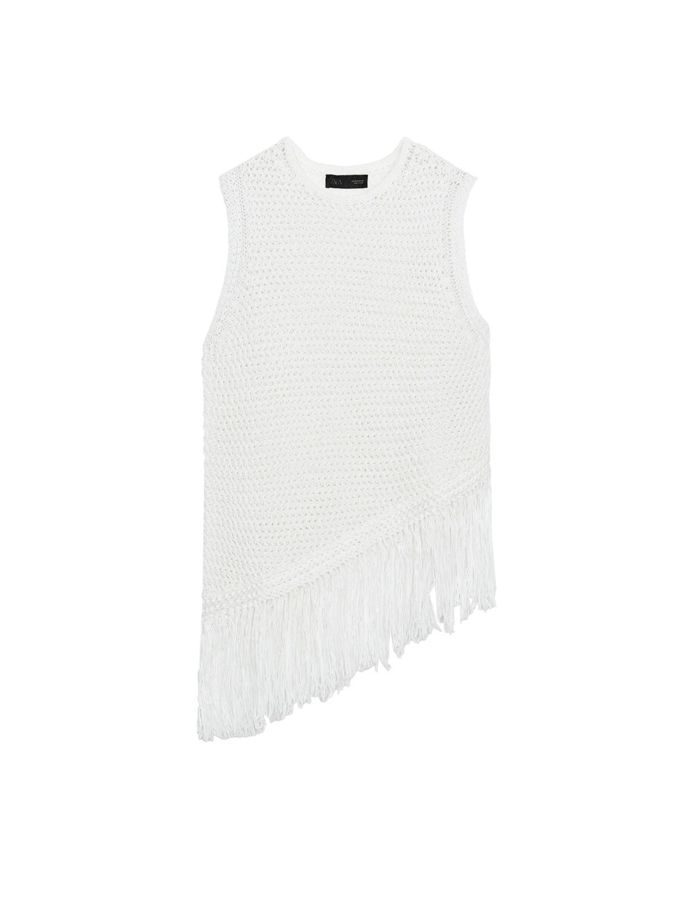 zara fringed knit top